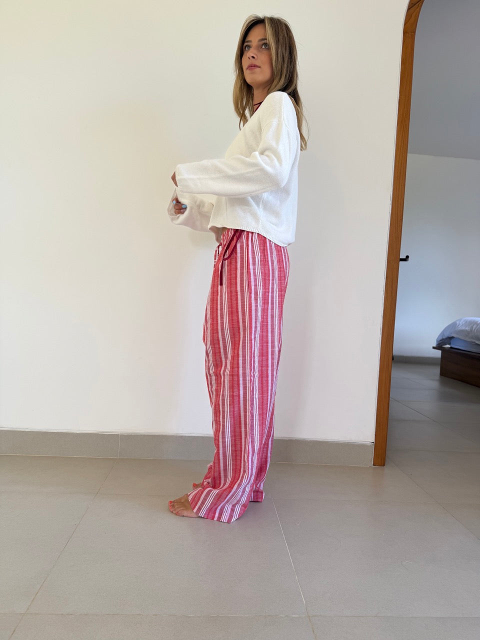 コットンストライプパンツ